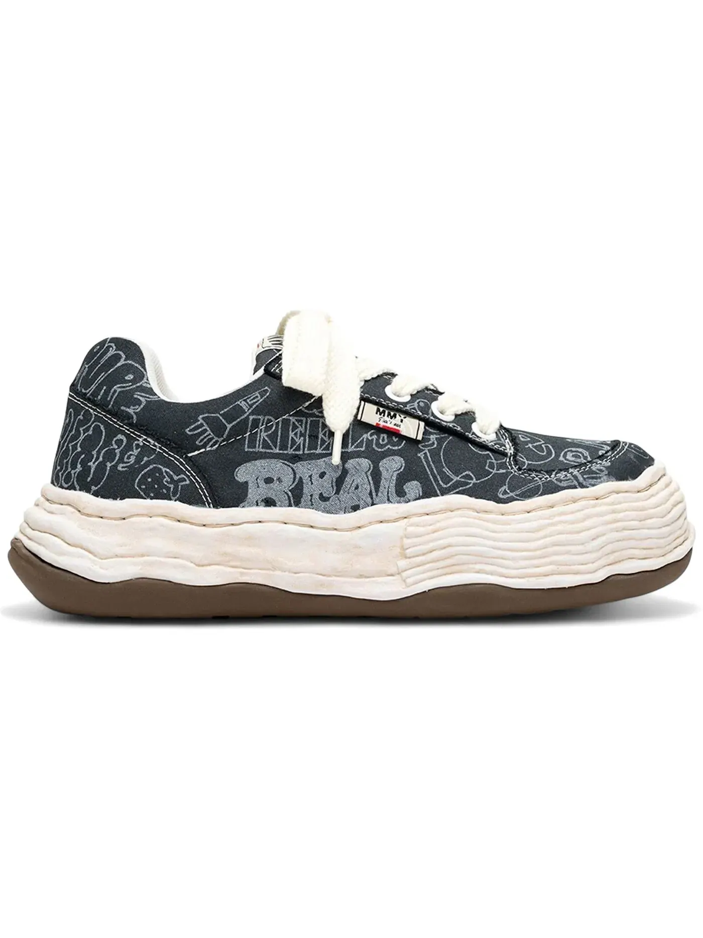 Мужские кеды с принтом Maison Mihara Yasuhiro Oliver OG Sole Graffiti Printed Canvas Low — изображение 1 из 1, черный/белый