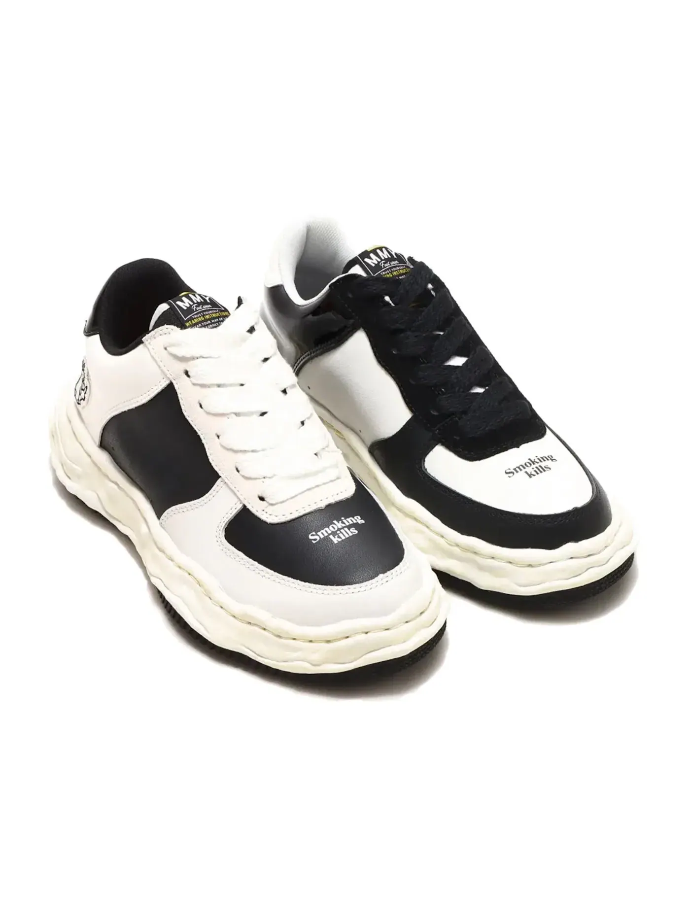 Мужские кроссовки кожаные Wayne Low Leather Maison Mihara Yasuhiro — изображение 2 из 3, черный/белый/кремовый