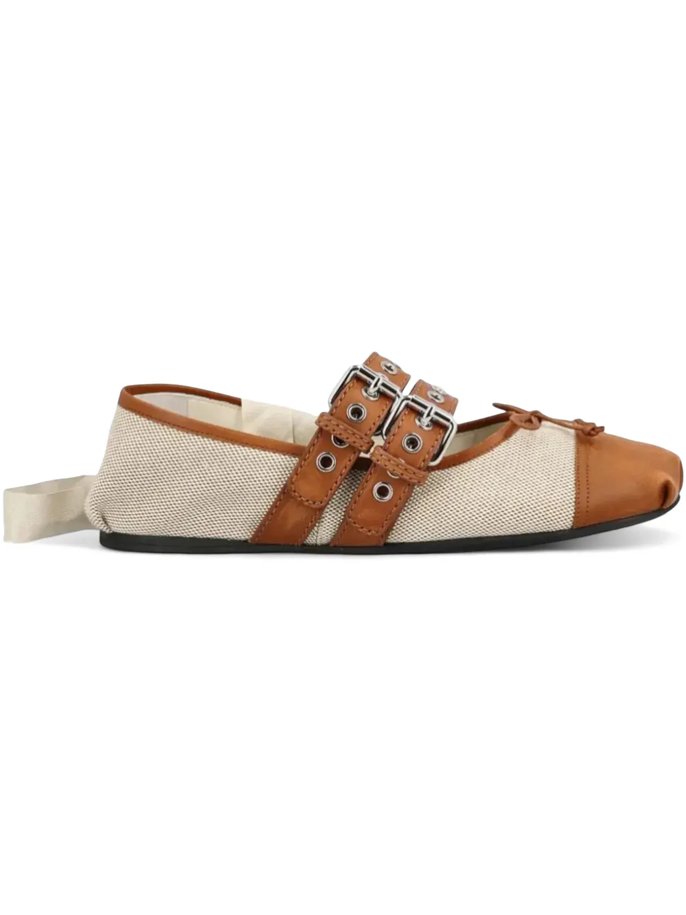 Женские балетки из холста Miu Miu Miu Miu Canvas Ballerinas — изображение 1 из 1, бежевый