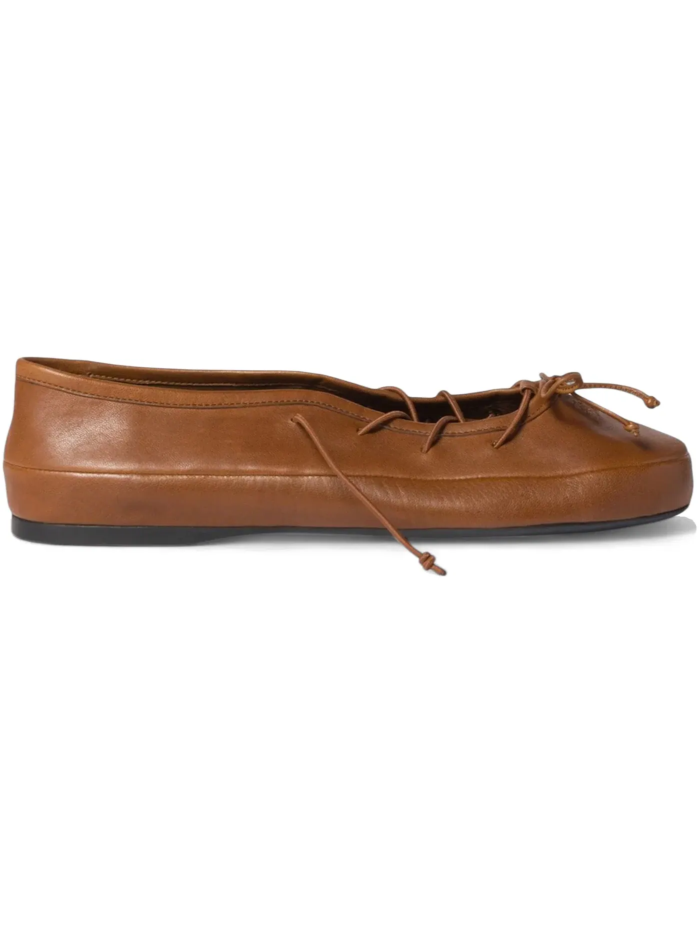 Женские балетки из мягкой кожи Miu Miu Miu Miu Nappa Leather Ballerinas — изображение 1 из 1, коричневый