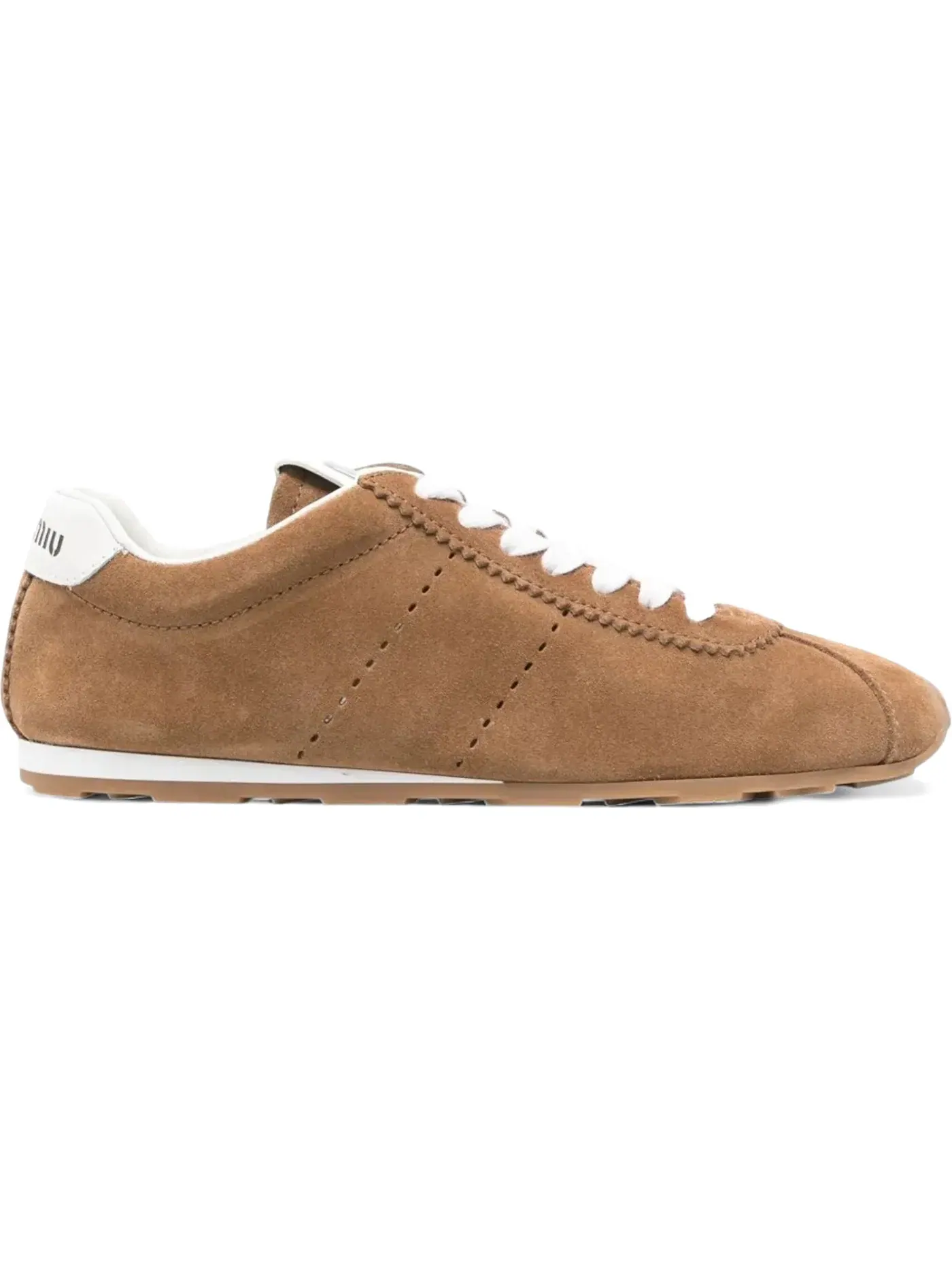 Женские кеды из замши с перьями Miu Miu Plume Suede Sneaker — изображение 1 из 1, корица