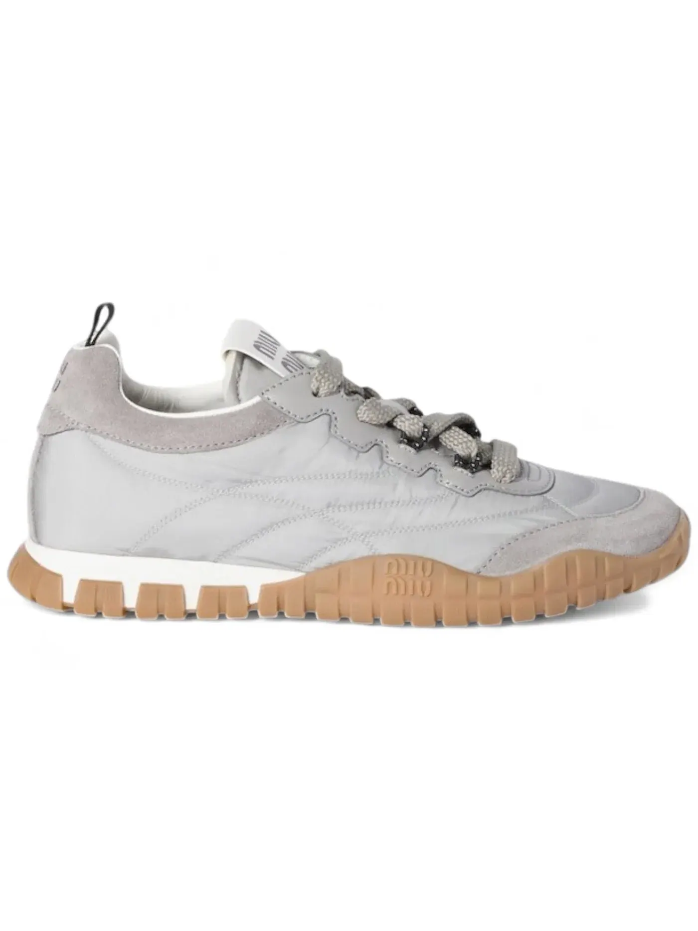 Женские кеды с перфорацией Miu Miu Tyre Sneakers — изображение 1 из 1, серый