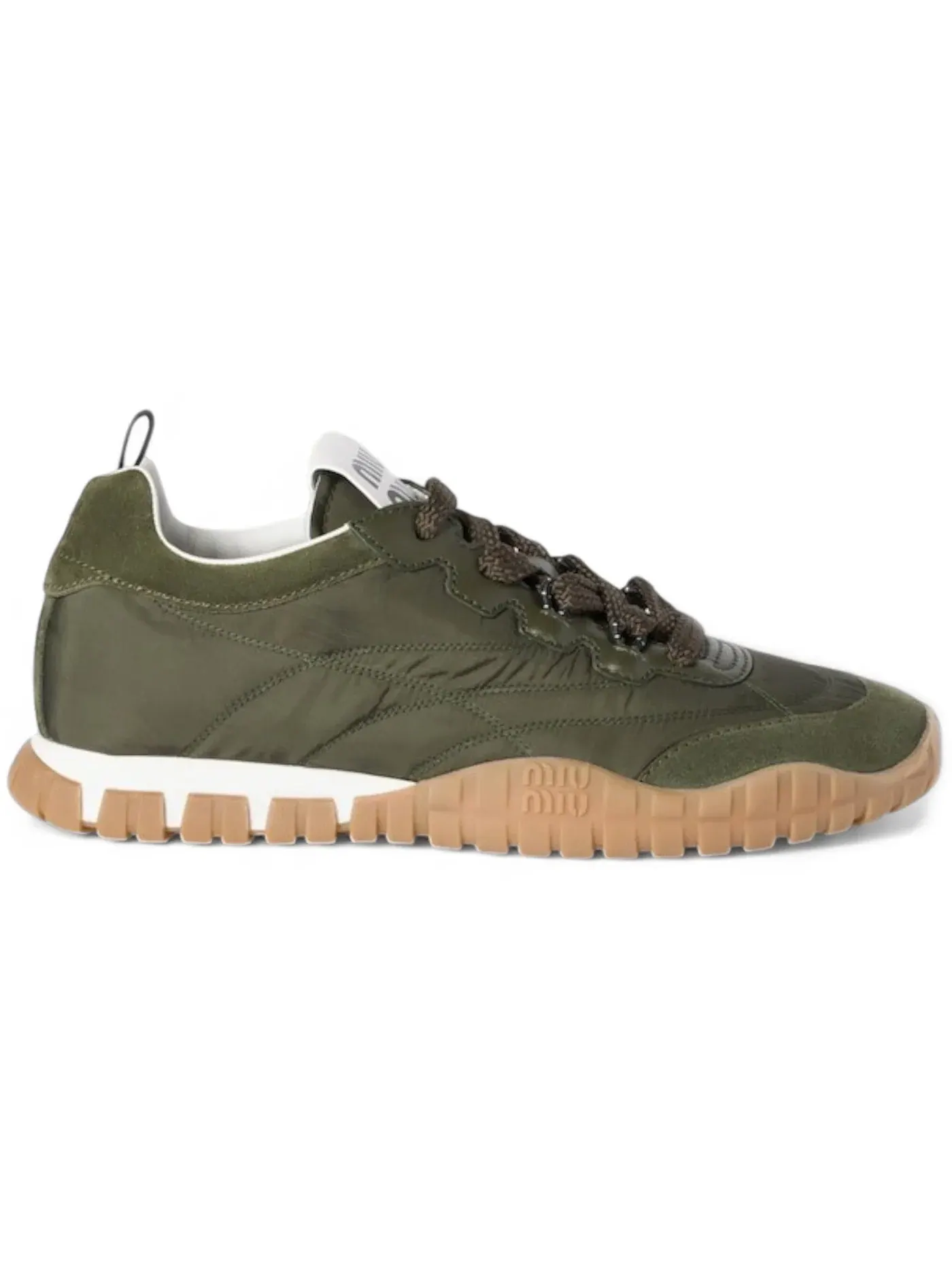 Женские кроссовки с рельефной подошвой Miu Miu Tyre Sneakers — изображение 1 из 1, зеленый