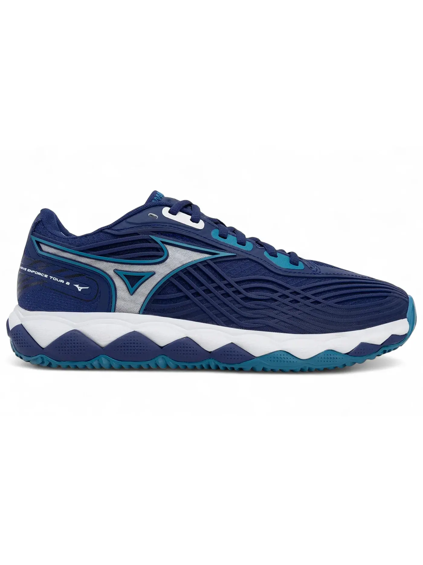 Мужские кроссовки для игры с принтом Mizuno Wave Enforce Tour 2 CC Mizuno — изображение 1 из 1, синий/белый/синий