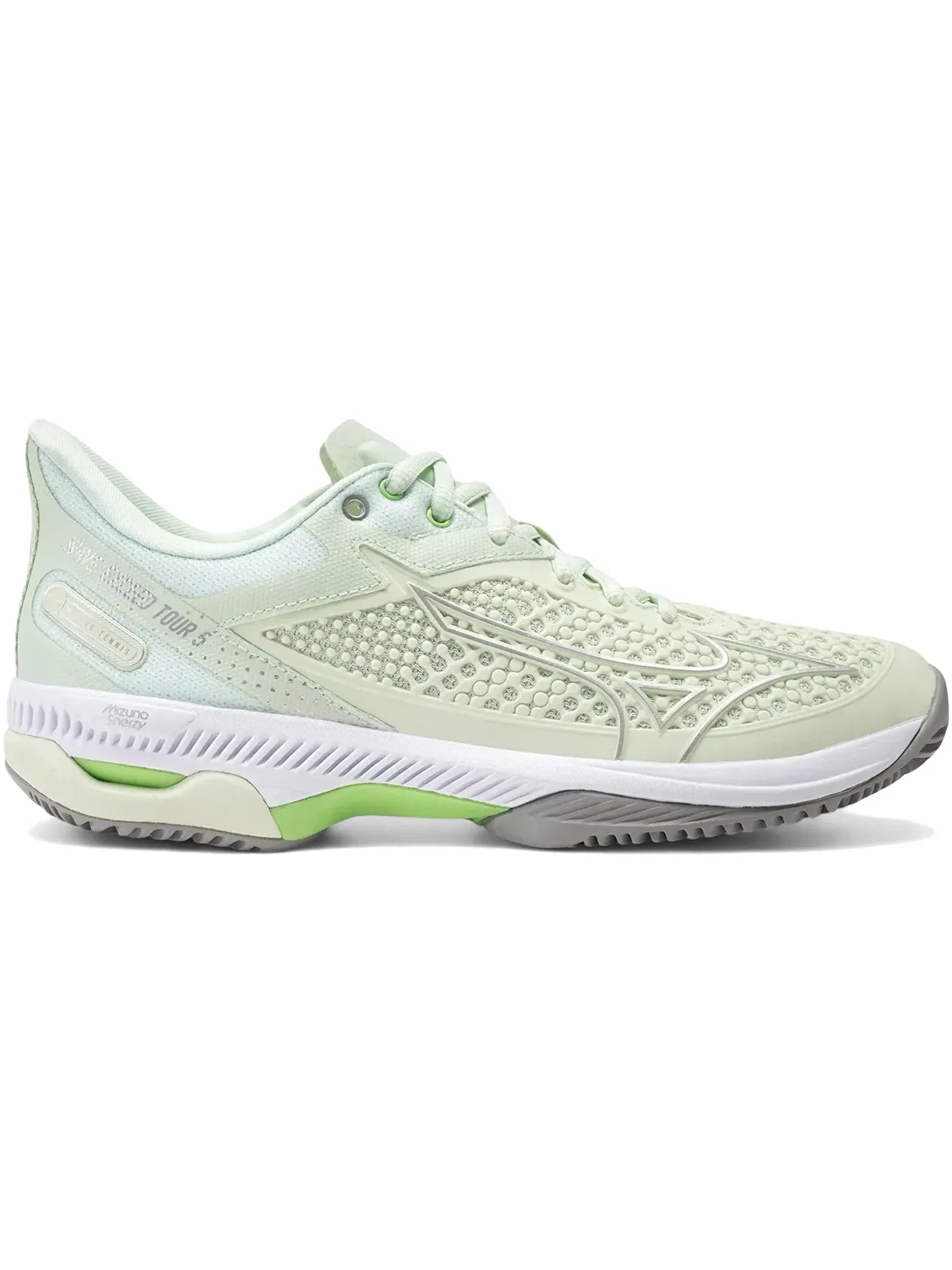 Женские кроссовки для тенниса Mizuno Wave Exceed Tour 5CC — изображение 1 из 1, серебристый/зеленый