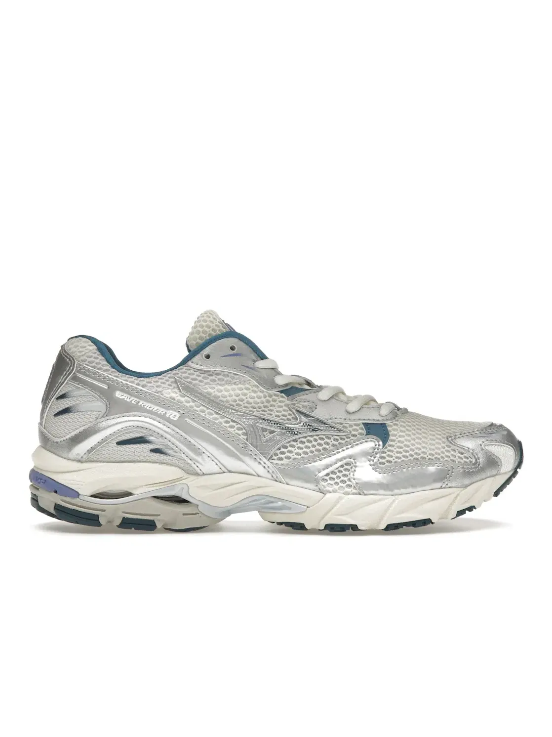 Мужские кроссовки Lifestyle Mizuno Wave Rider 10 — изображение 1 из 4, белый/серебристый/синий