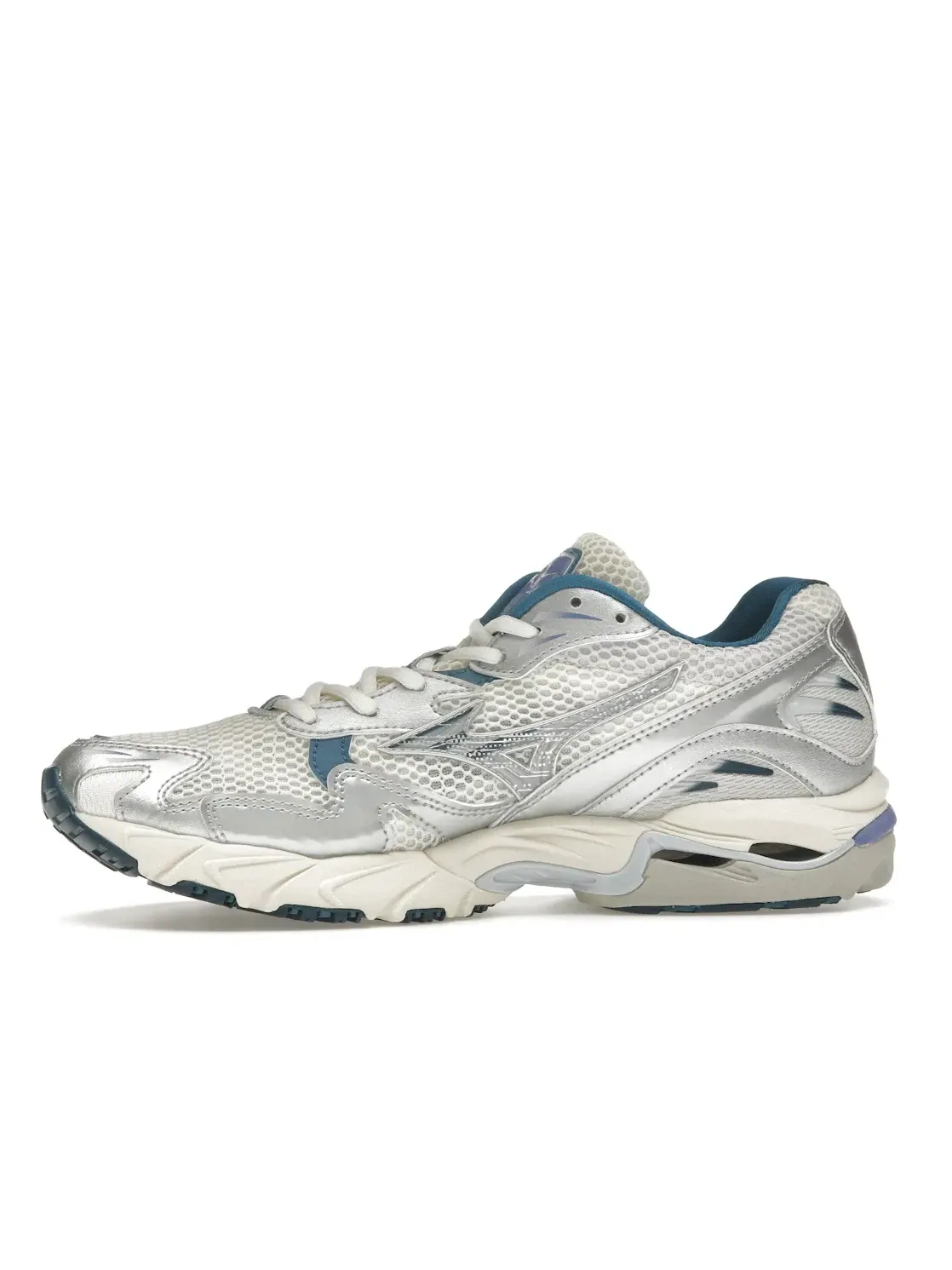 Мужские кроссовки Lifestyle Mizuno Wave Rider 10 — изображение 3 из 4, белый/серебристый/синий