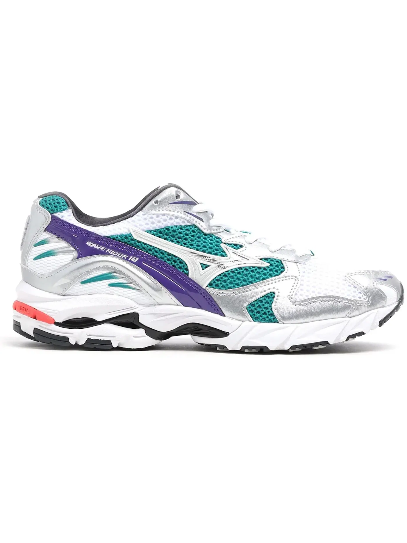 Мужские кроссовки Lifestyle Mizuno Wave Rider 10 — изображение 1 из 1, белый//фиолетовый