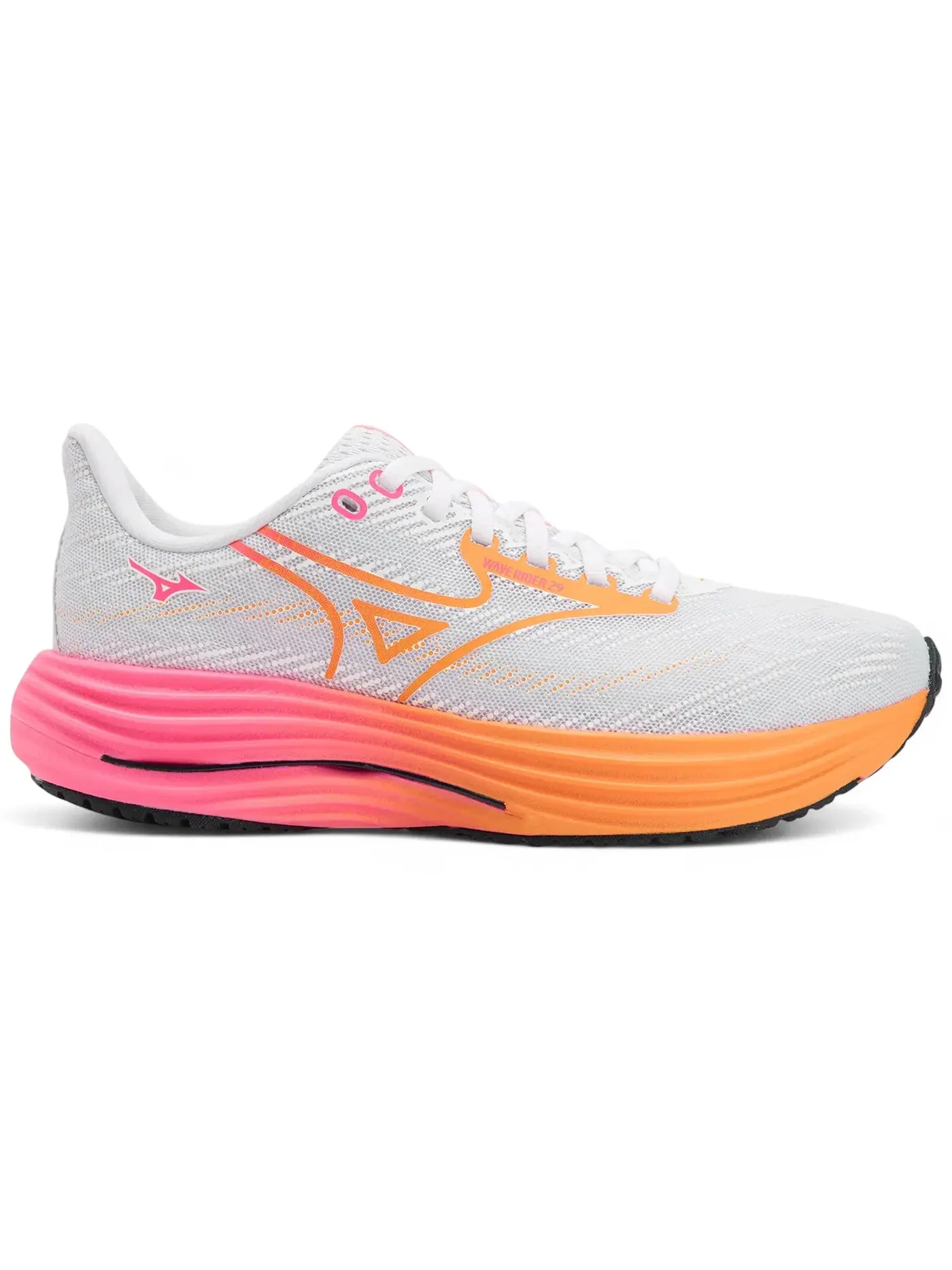 Мужские кроссовки для бега Wave Rider 28 Mizuno — изображение 1 из 1, белый/оранжевый/розовый