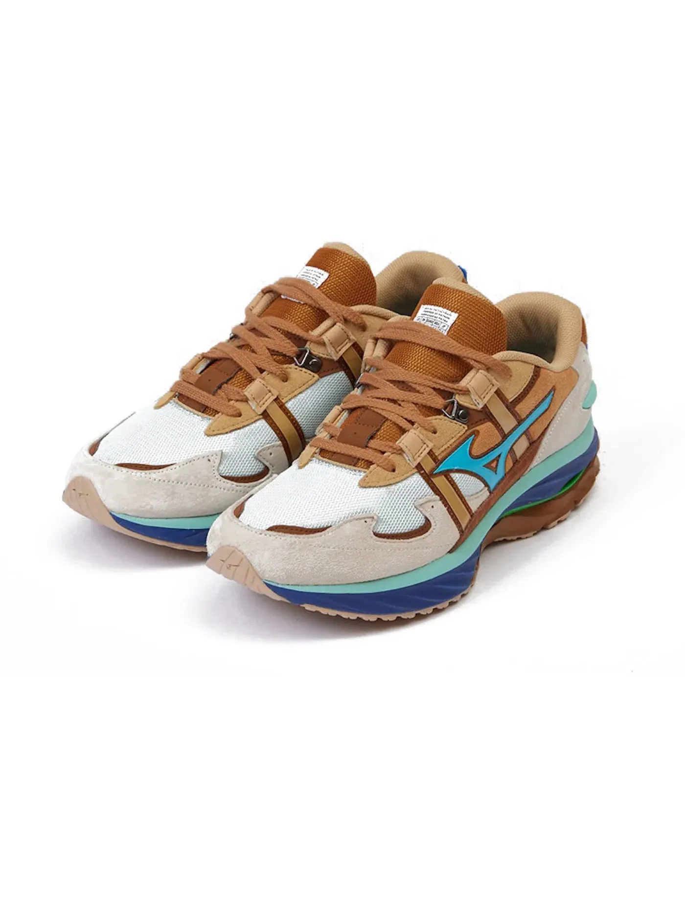 Мужские кроссовки Lifestyle Mizuno Wave Rider Beta — изображение 2 из 2, бежевый/синий/коричневый