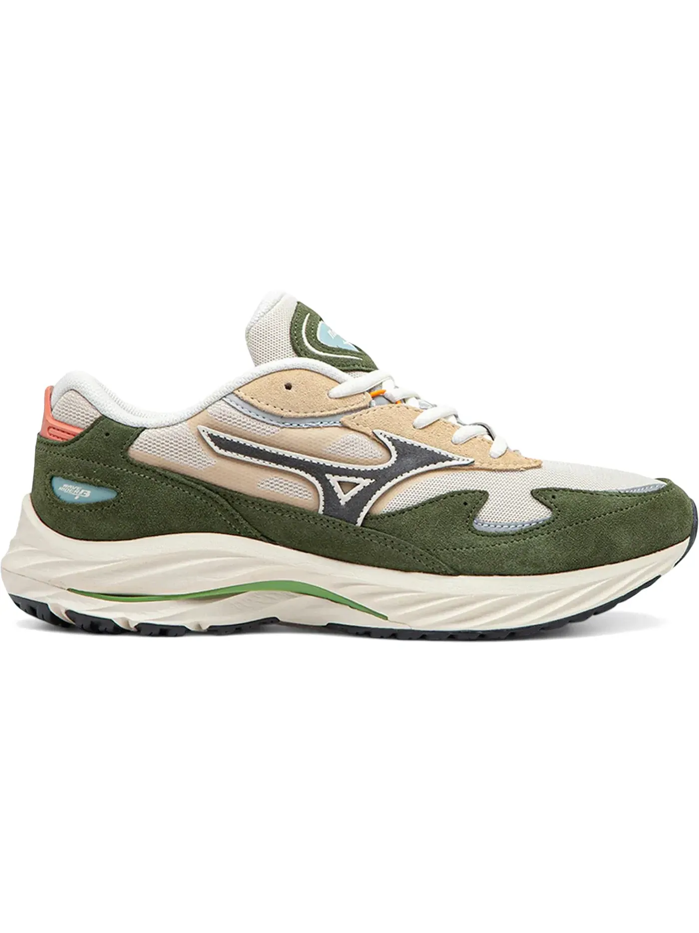 Мужские кроссовки Lifestyle Mizuno Wave Rider Beta — изображение 1 из 1, песочный/темный/зеленый