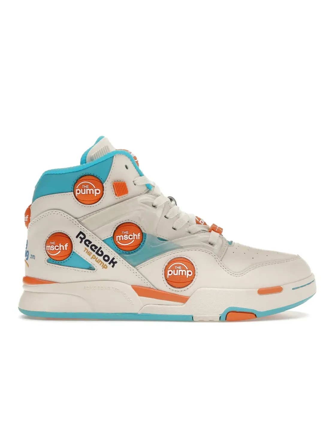 Мужские кроссовки с Pump-технологией MSCHF x Reebok Pump Omni Zone IX — изображение 1 из 4, белый/синий/оранжевый