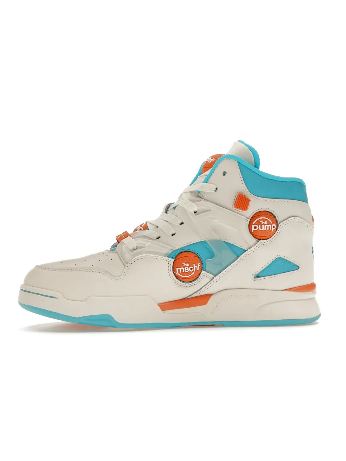 Мужские кроссовки с Pump-технологией MSCHF x Reebok Pump Omni Zone IX — изображение 3 из 4, белый/синий/оранжевый