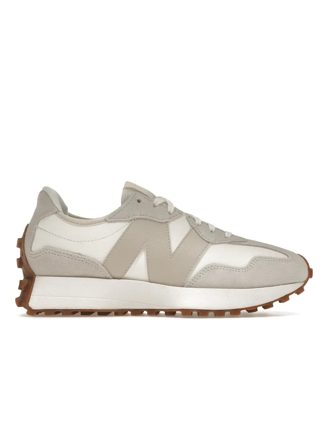 Женские кроссовки с замшевыми вставками New Balance 327 — изображение 1 из 4, бежевый белый розовый