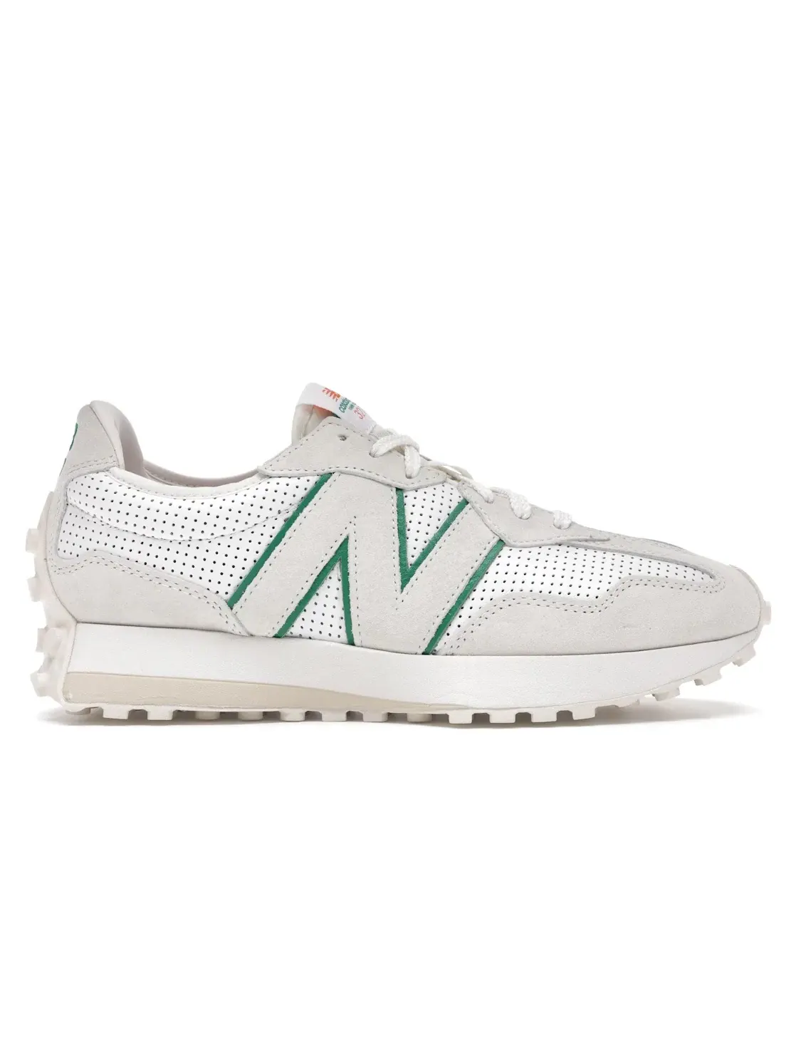Мужские кроссовки с зеленым логотипом New Balance 327 — изображение 1 из 4, серый/белый-зеленый