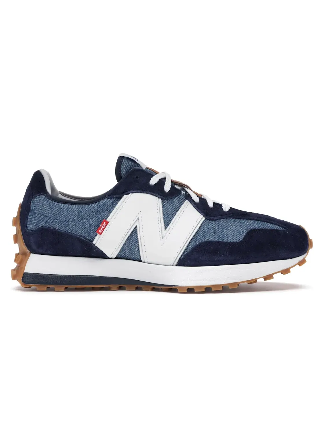 Мужские кроссовки с джинсовыми вставками New Balance 327 — изображение 1 из 4, белый