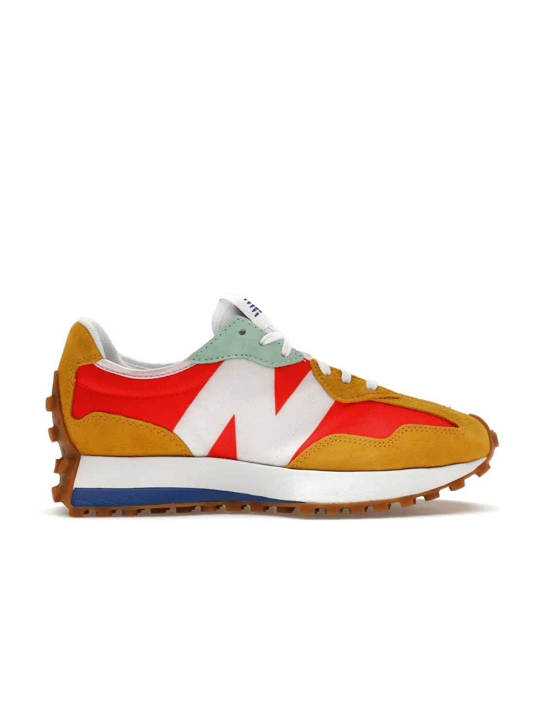 Женские кроссовки с принтом New Balance 327 — изображение 1 из 4, оранжевый/белый-желтый