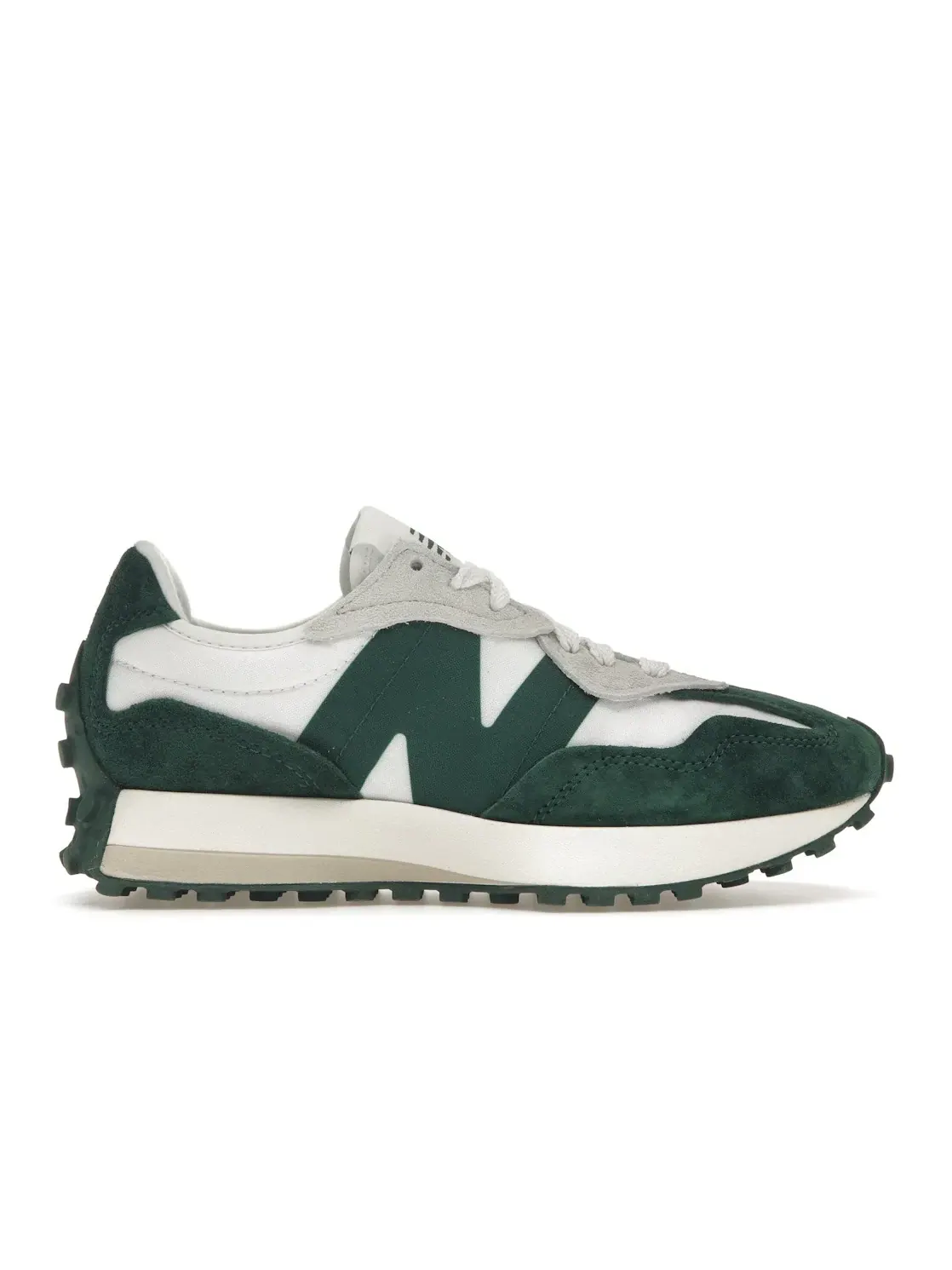 Мужские кроссовки с замшевыми вставками New Balance 327 — изображение 1 из 4, белый/зеленый
