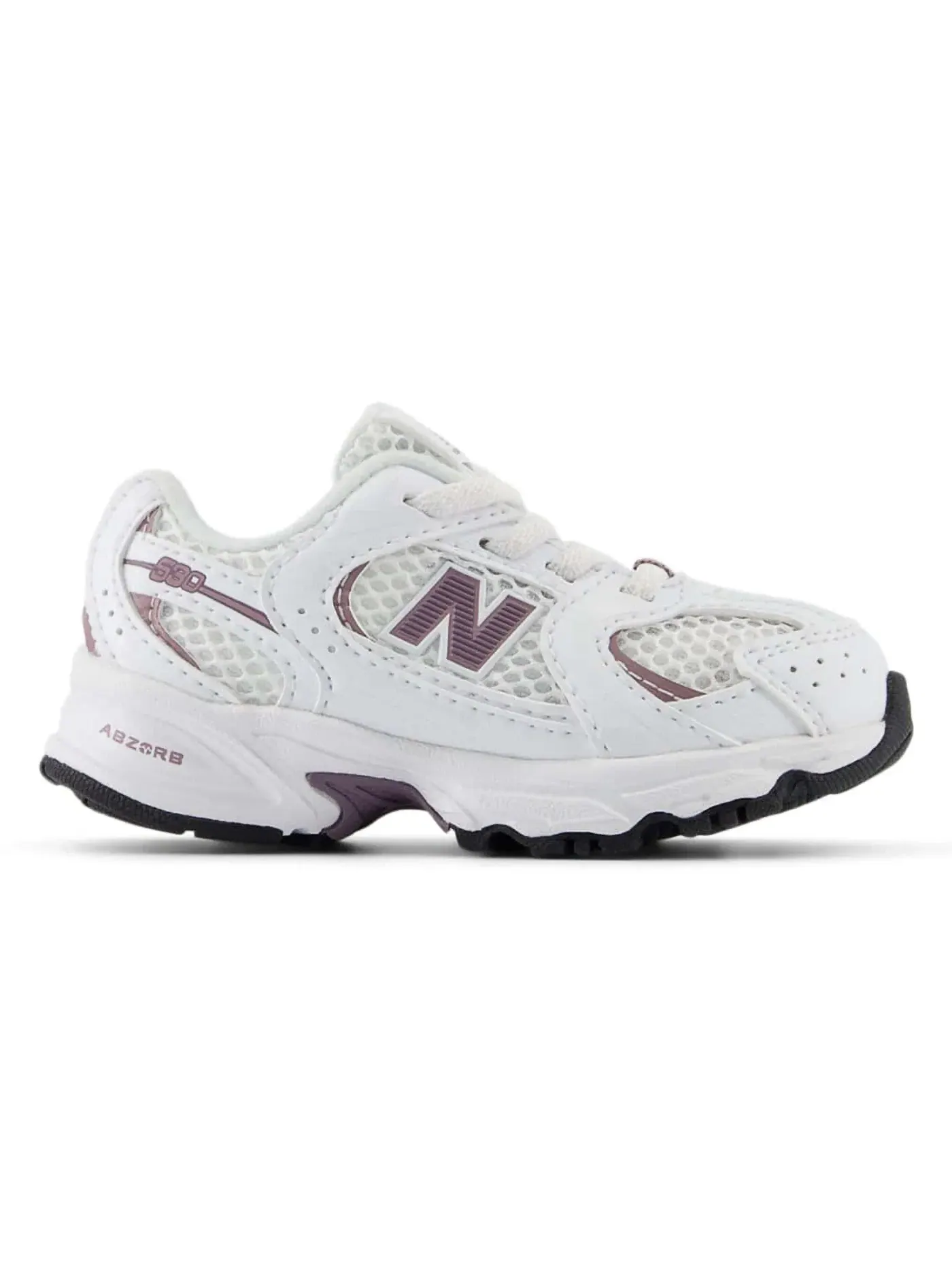 Детские кроссовки со шнурками New Balance 530 Bungee Lace — изображение 1 из 1, белый/темный винный