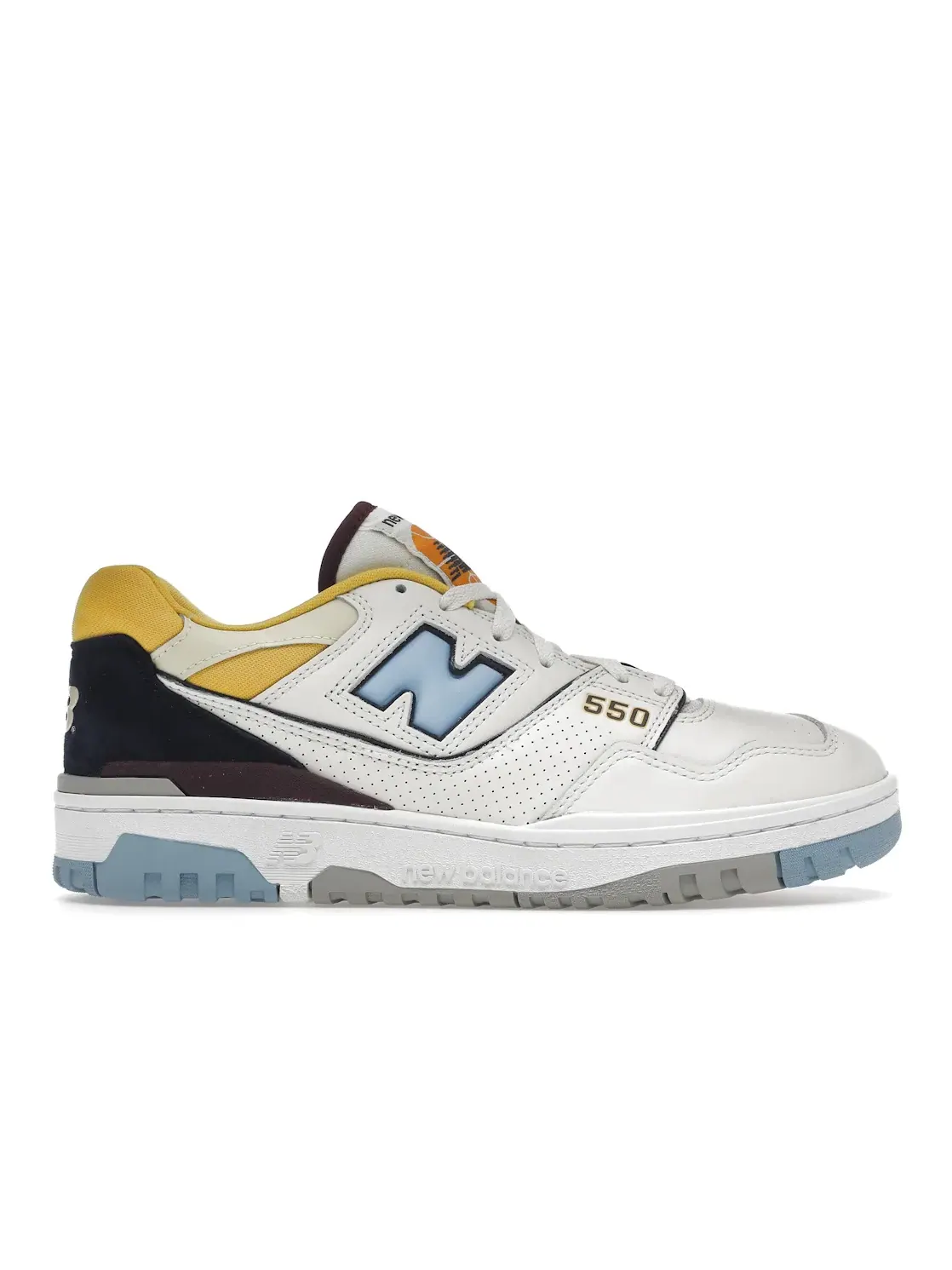 Мужские кроссовки Lifestyle с контрастными вставками New Balance 550 — изображение 1 из 3, белый/синий/желтый