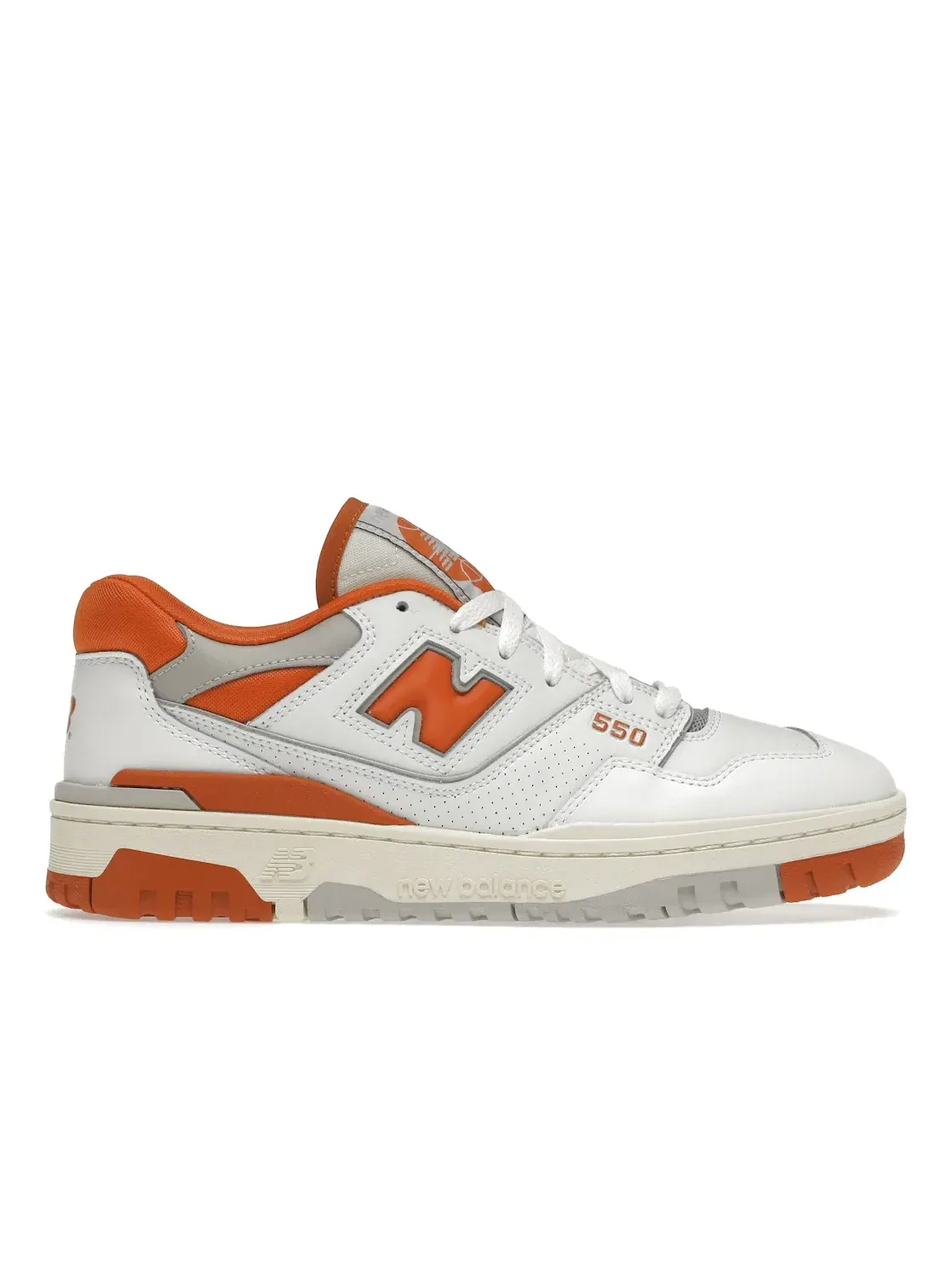 Мужские кроссовки с перфорацией New Balance 550 — изображение 1 из 4, белый/оранжевый