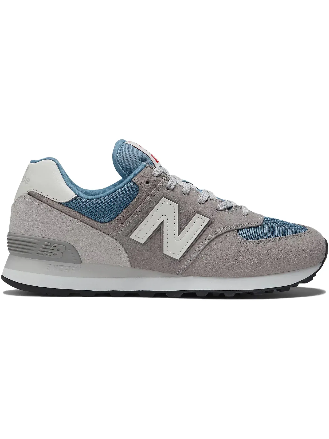 Мужские кроссовки кожаные New Balance 574 — изображение 1 из 1, серый темно-синий белый