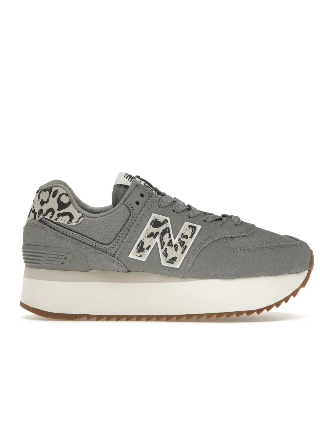 Женские кроссовки Lifestyle Shadow Grey Leopard Print New Balance 574 Plus — изображение 1 из 4, серый