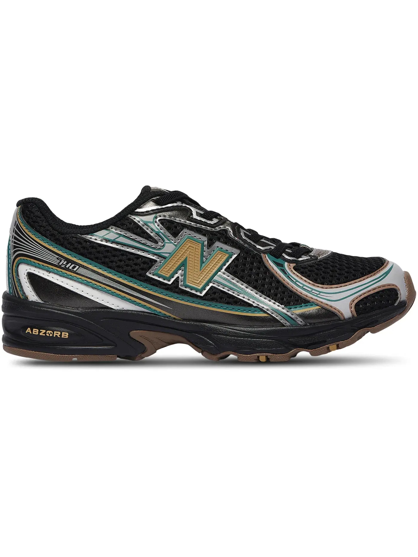 Детские кроссовки Lifestyle New Balance 740 Bungee Lace New Balance — изображение 1 из 1, черный/серый/оливковый