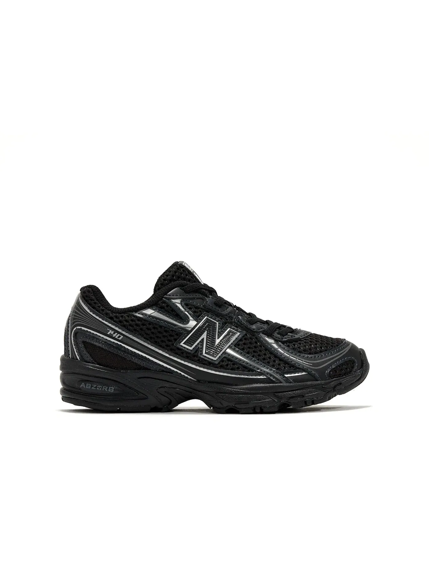 Детские кроссовки со шнурками-шнурками New Balance 740 Bungee Lace — изображение 1 из 1, черный/серый/серебристый