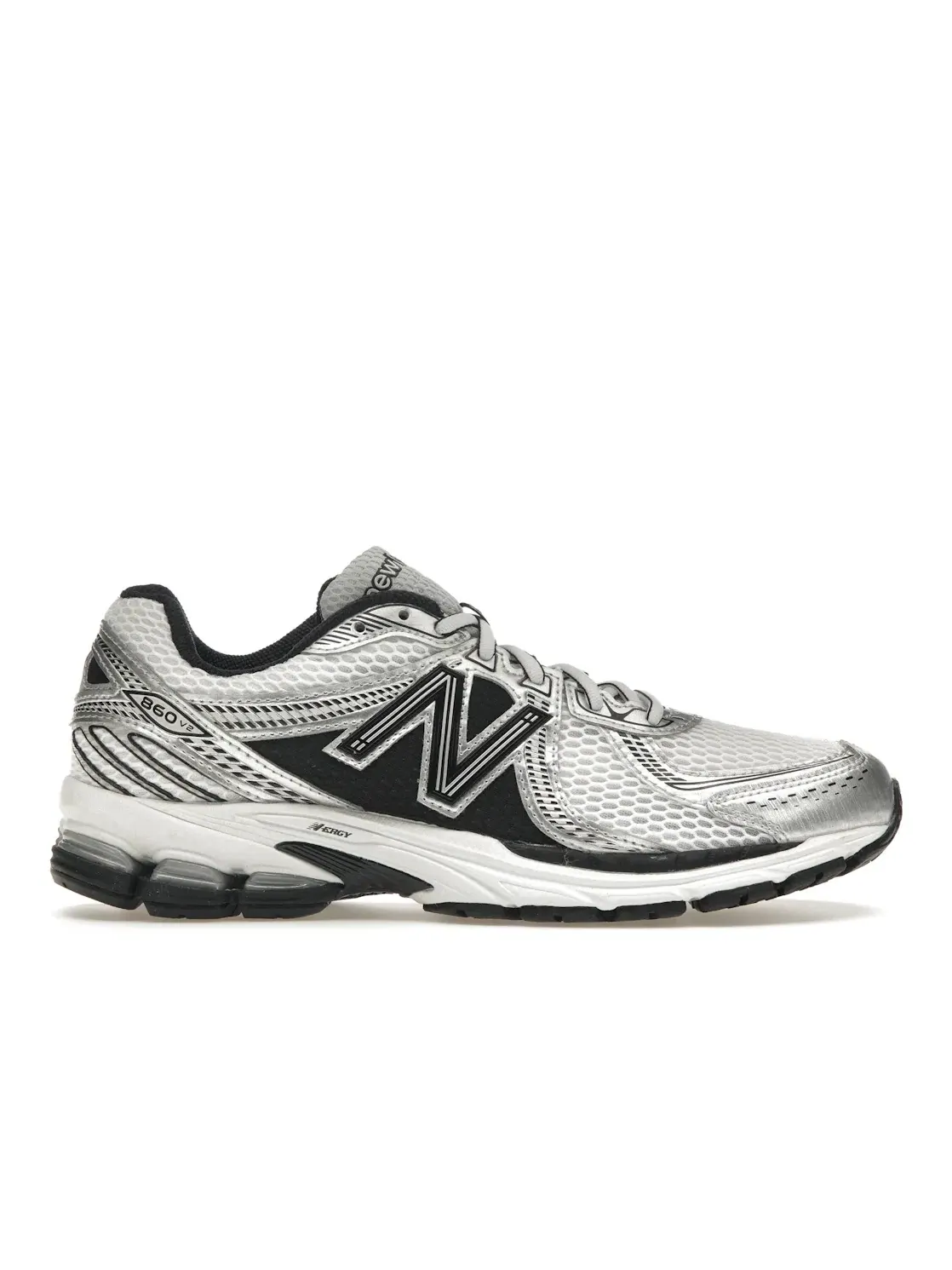Мужские кроссовки с серебристыми накладками New Balance 860v2 New Balance — изображение 1 из 3, черный/белый/серебристый