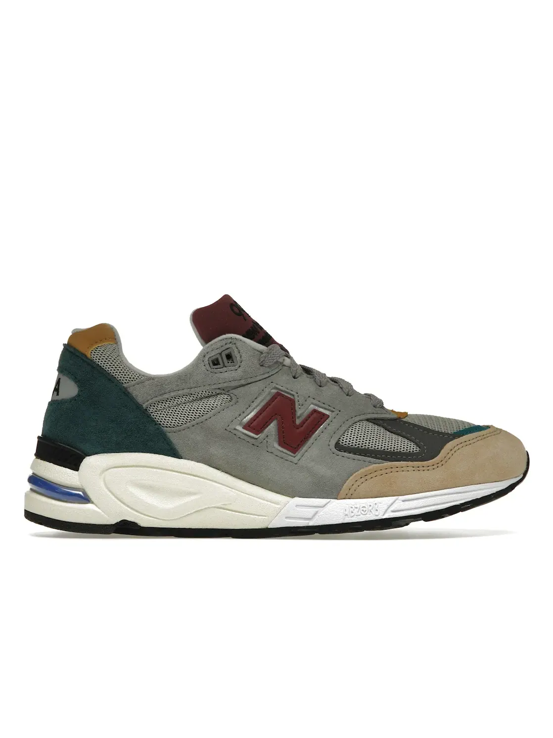 Мужские кроссовки Lifestyle New Balance 990v2 — изображение 1 из 4, серый/бежевый/зеленый