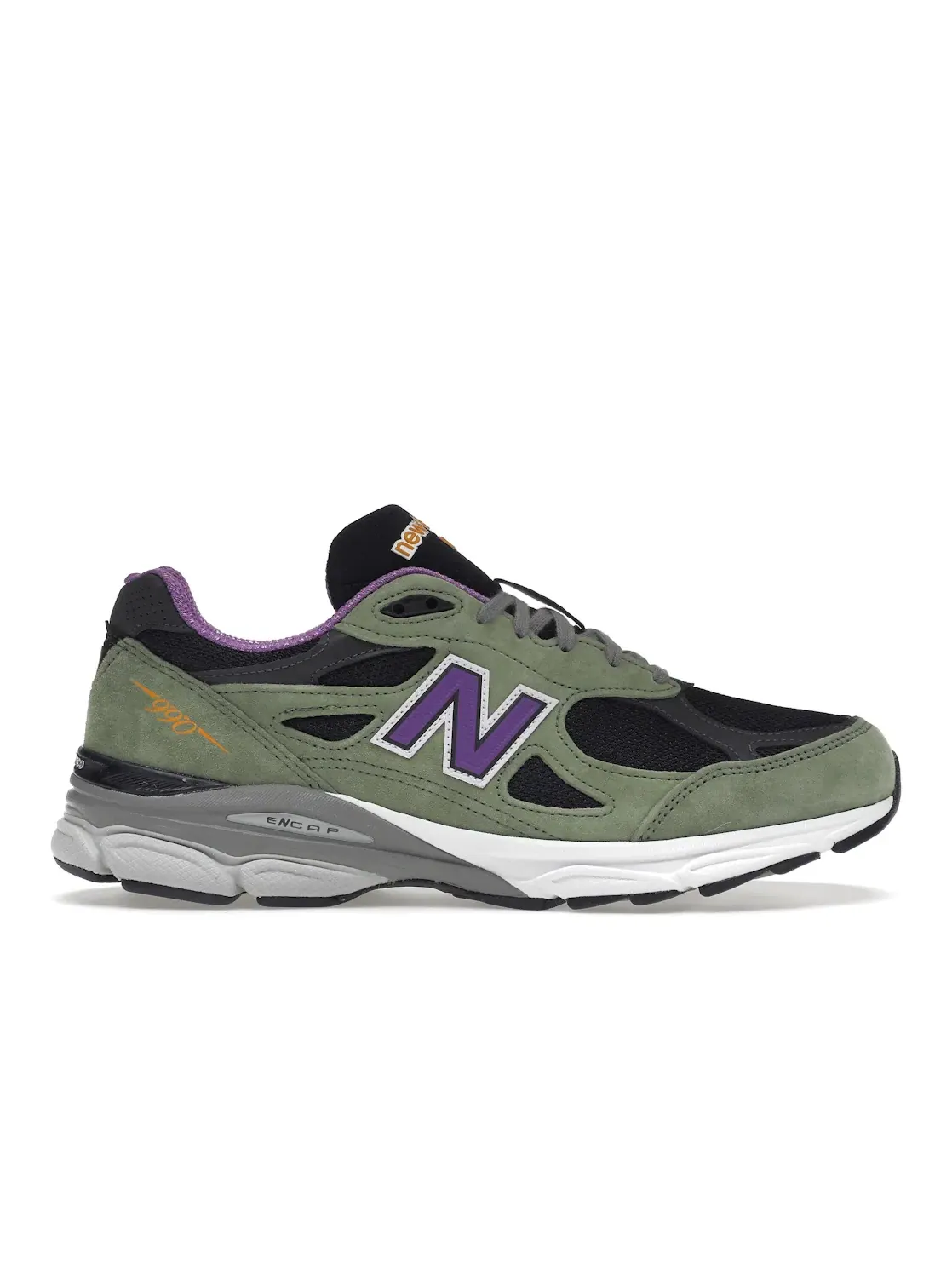 Мужские кроссовки с замшевыми вставками New Balance 990v3 — изображение 1 из 4, оливковый черный