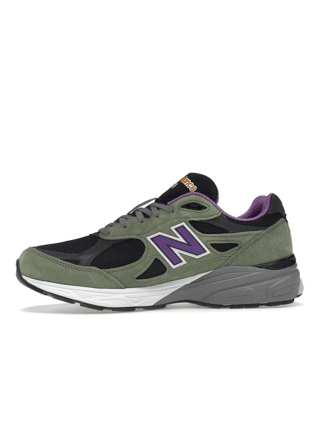 Мужские кроссовки с замшевыми вставками New Balance 990v3 — изображение 3 из 4, оливковый черный