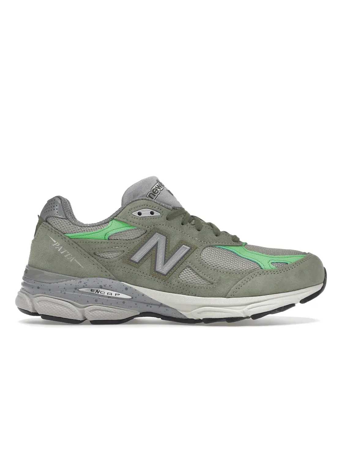 Мужские кроссовки Lifestyle New Balance 990v3 Patta Keep Your Family Close — изображение 1 из 4, оливковый/яркий зеленый