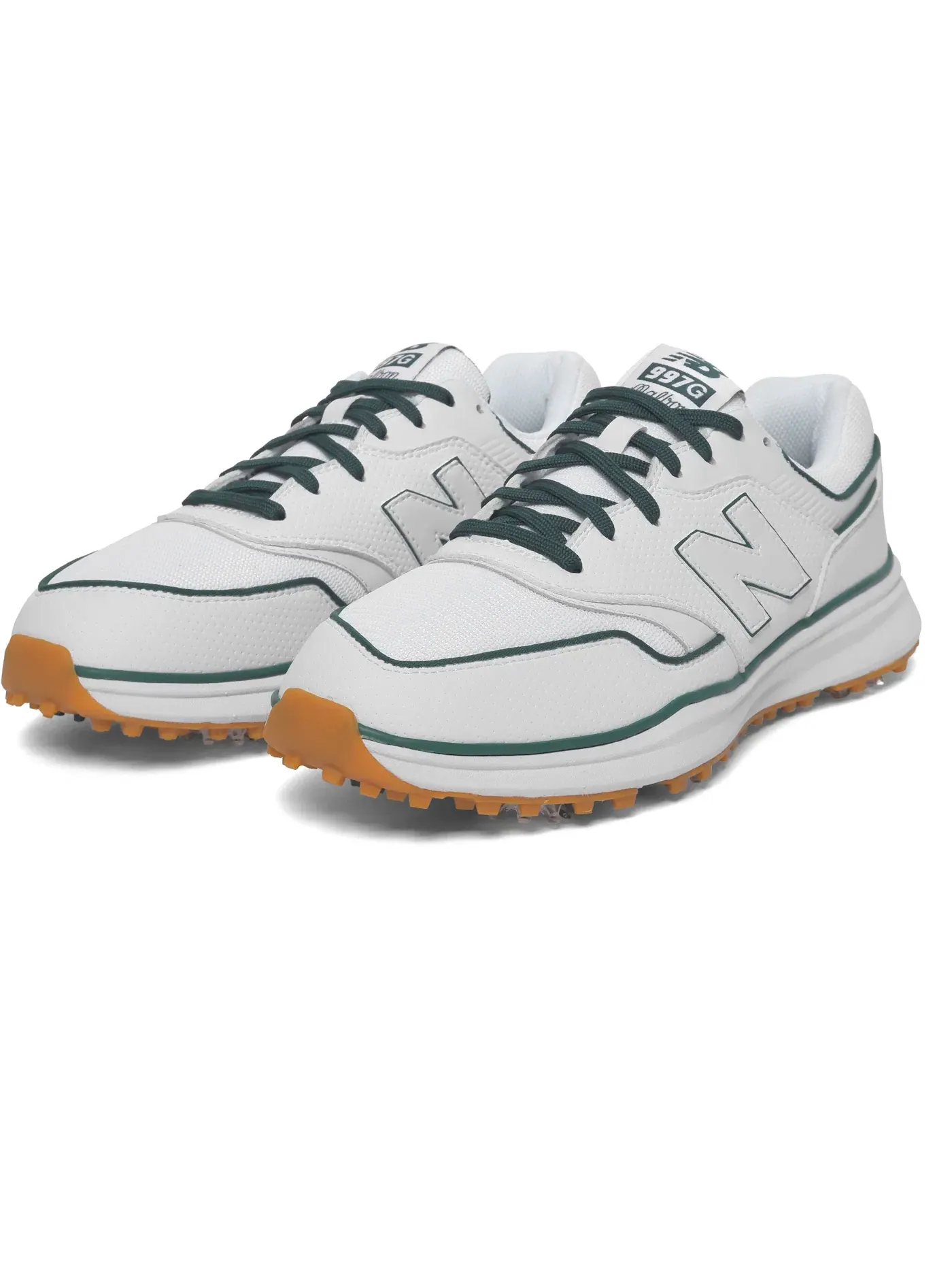 Мужские кроссовки для гольфа с водоотталкивающим верхом New Balance 997G Malbon Golf — изображение 2 из 4, белый/зеленый