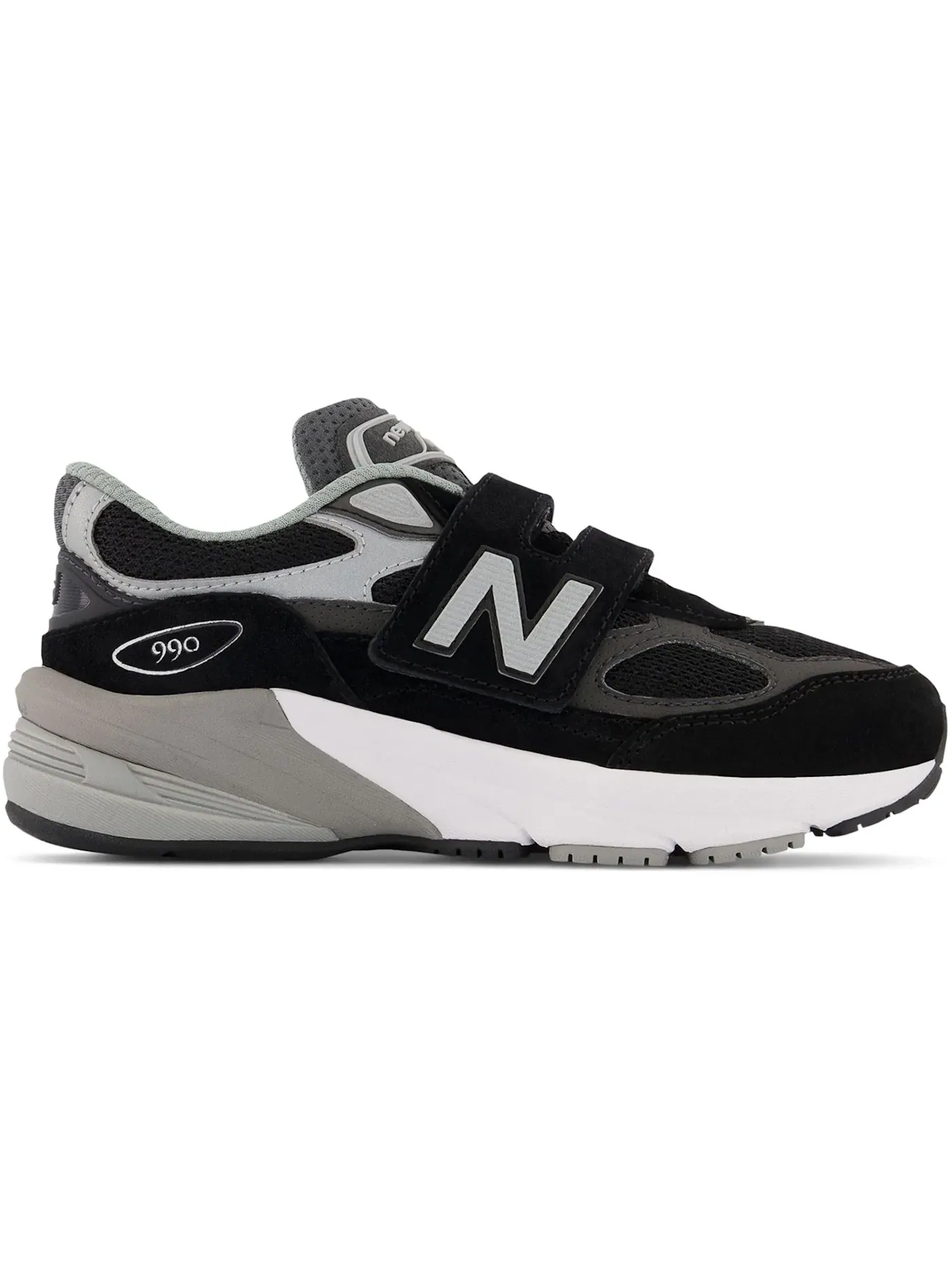 Детские кроссовки на липучках New Balance FuelCell 990v6 Hook and Loop — изображение 1 из 1, черный/серебристый