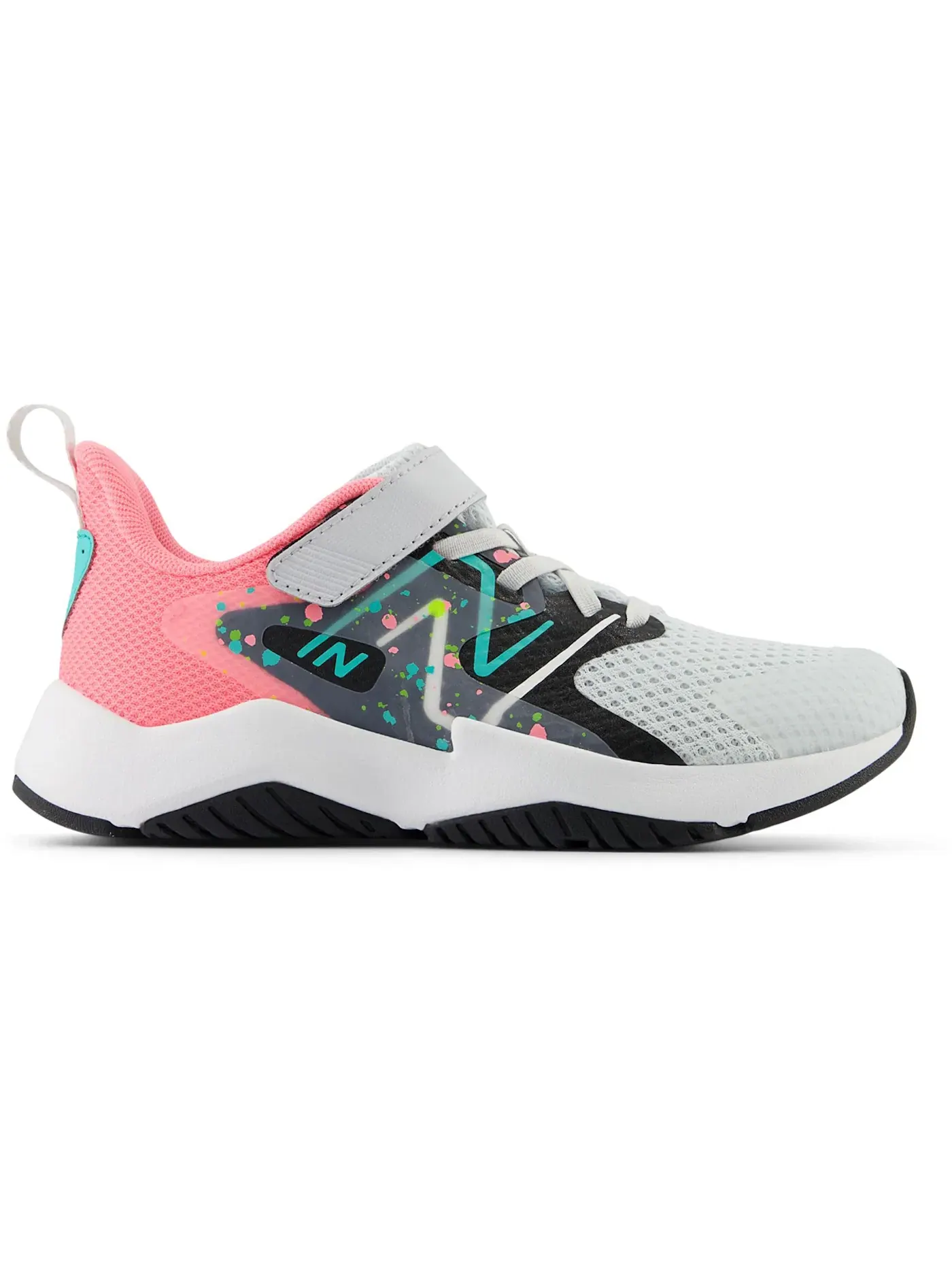 Детские кроссовки для бега с блочной шнуровкой New Balance Rave Run v2 Bungee Lace — изображение 1 из 1, серый/розовый