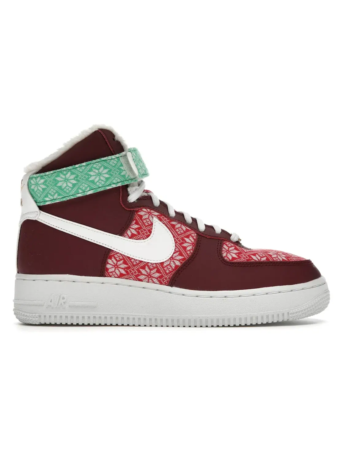 Мужские кроссовки высокие с принтом Nike Air Force 1 High Nordic Christmas — изображение 1 из 4, красный/белый-красный