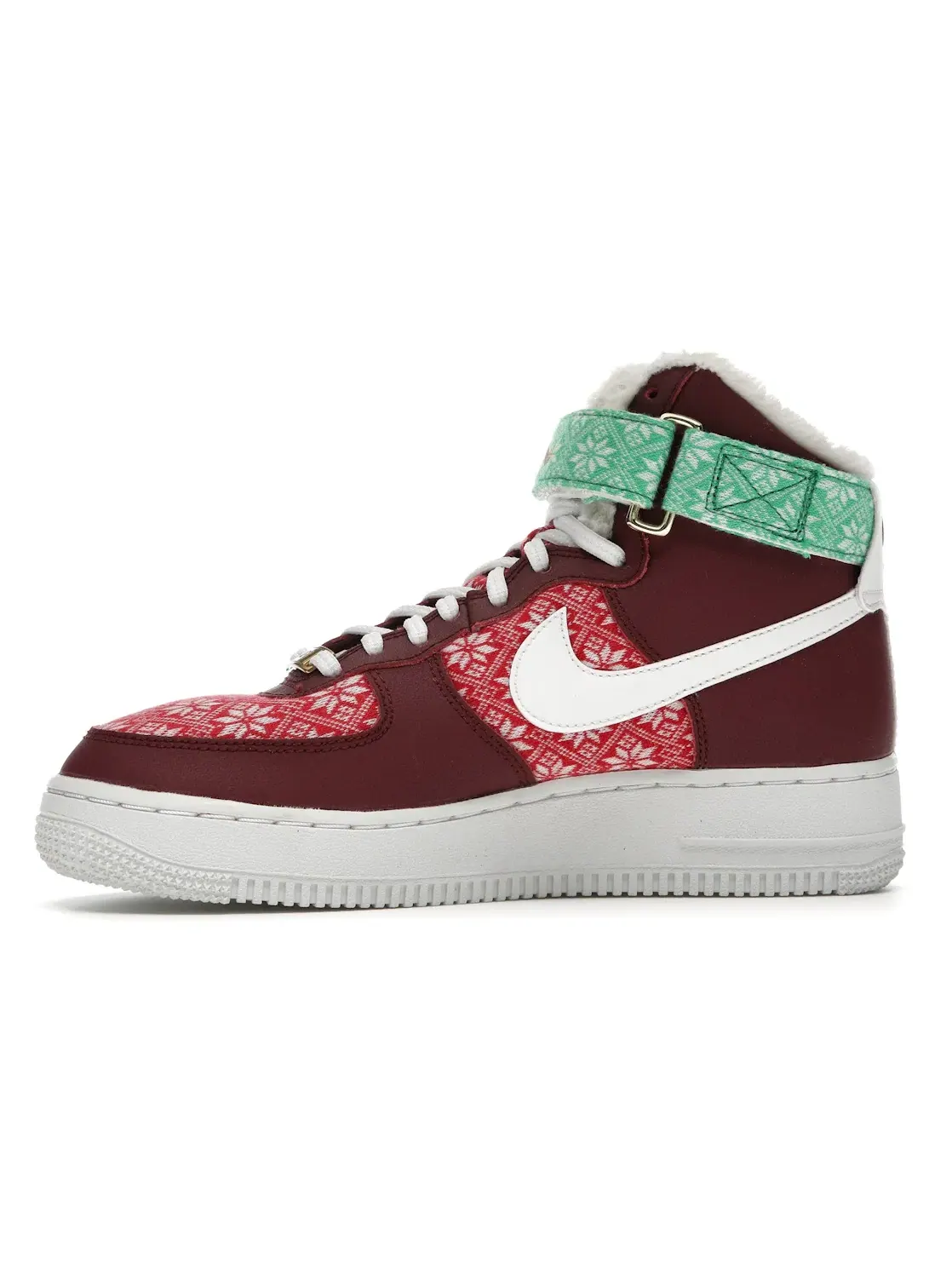 Мужские кроссовки высокие с принтом Nike Air Force 1 High Nordic Christmas — изображение 3 из 4, красный/белый-красный