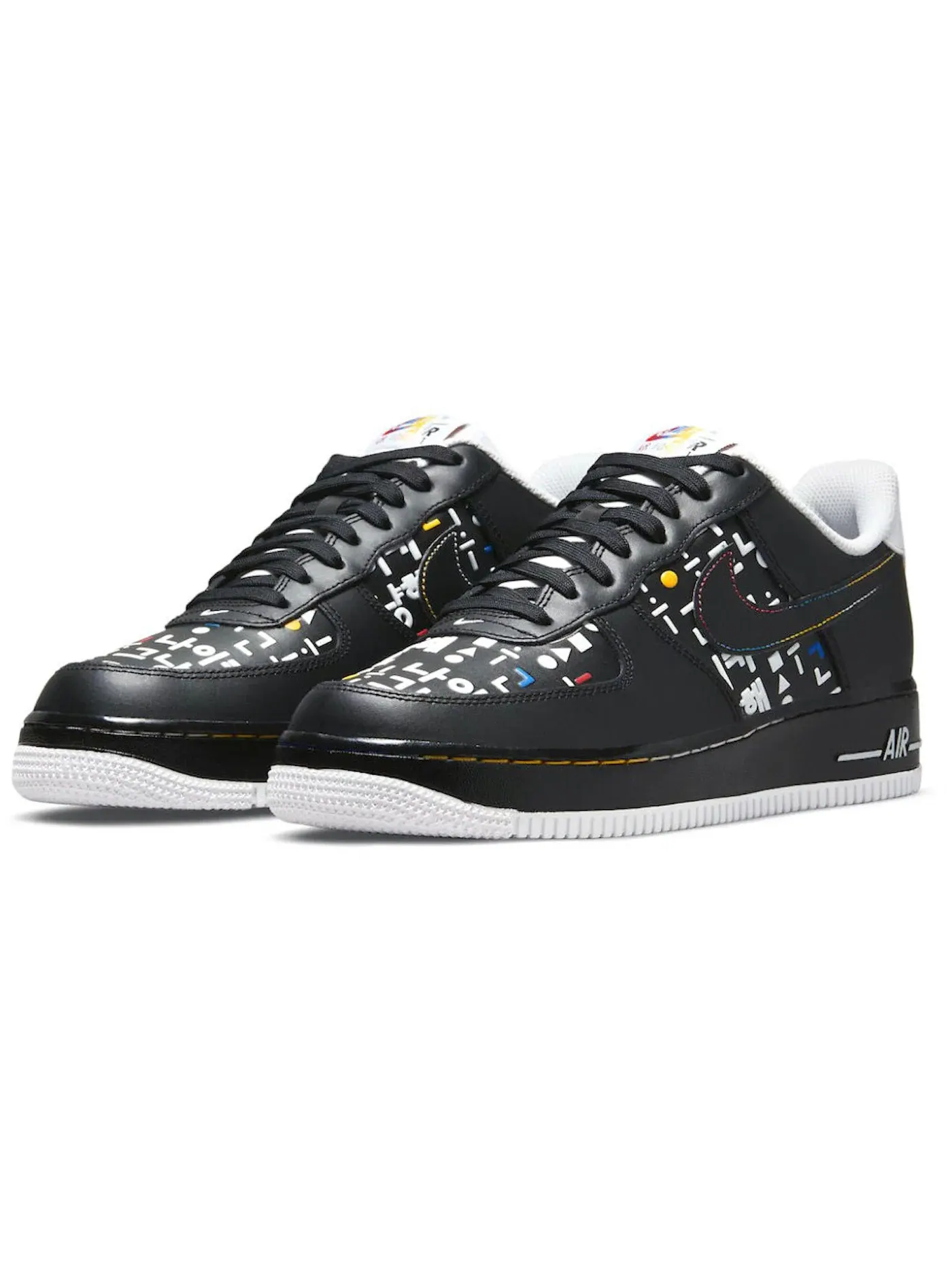 Мужские кроссовки с принтом Nike Air Force 1 Low '07 LV8 — изображение 1 из 1, черный/белый--платиновый