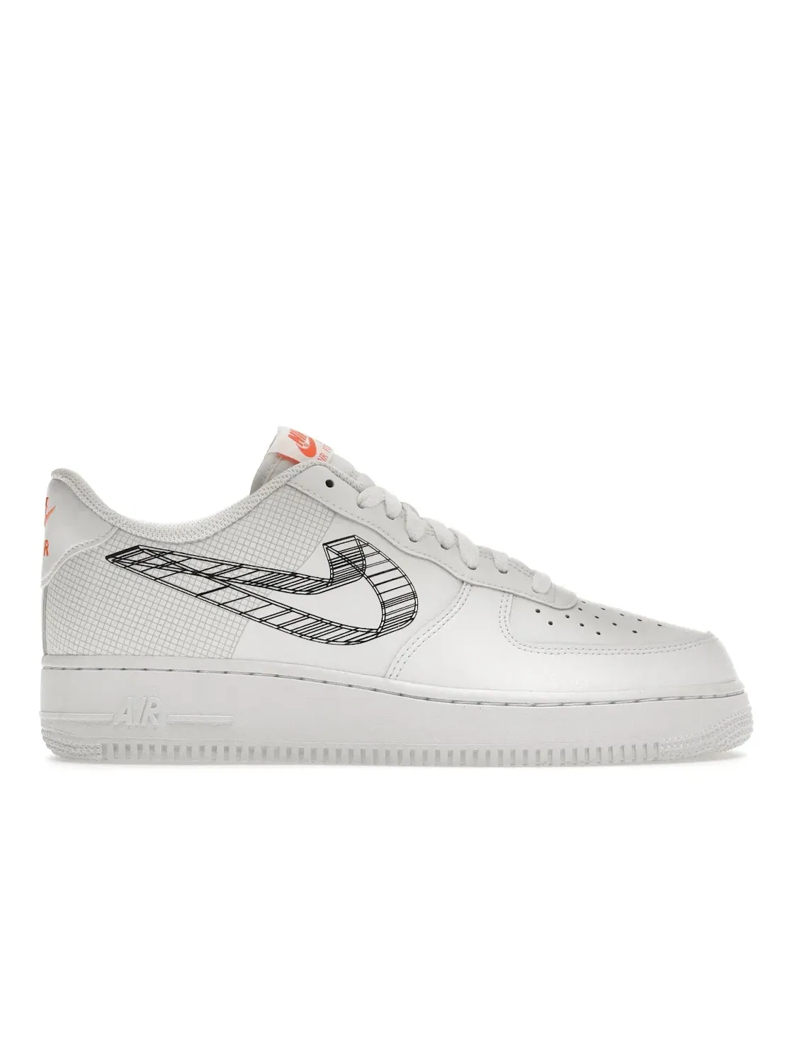 Мужские кроссовки с 3D-принтом Nike Air Force 1 Low Nike — изображение 1 из 4, белый/черный-оранжевый