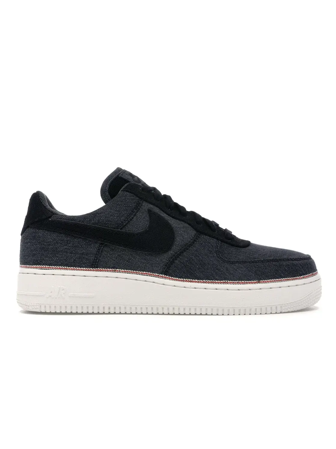 Мужские кроссовки lifestyle из денима Nike Air Force 1 Low — изображение 1 из 4, черный/черный-белый