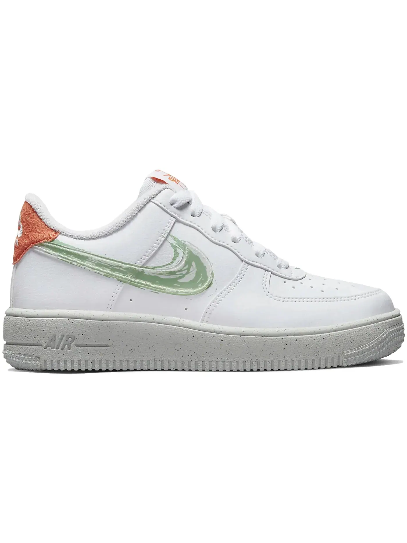 Детские кроссовки Nike Air Force 1 Low Crater — изображение 1 из 1, белый/оранжевый//зеленый