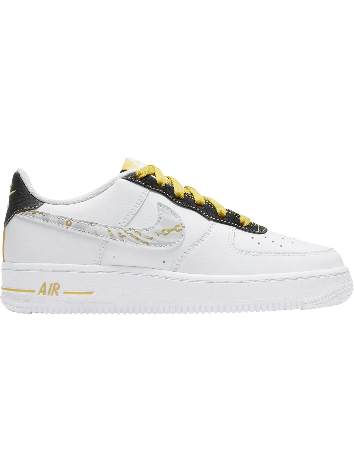 Детские кроссовки Lifestyle с кожаным верхом Nike Air Force 1 Low — изображение 1 из 1, белый/-золотистый