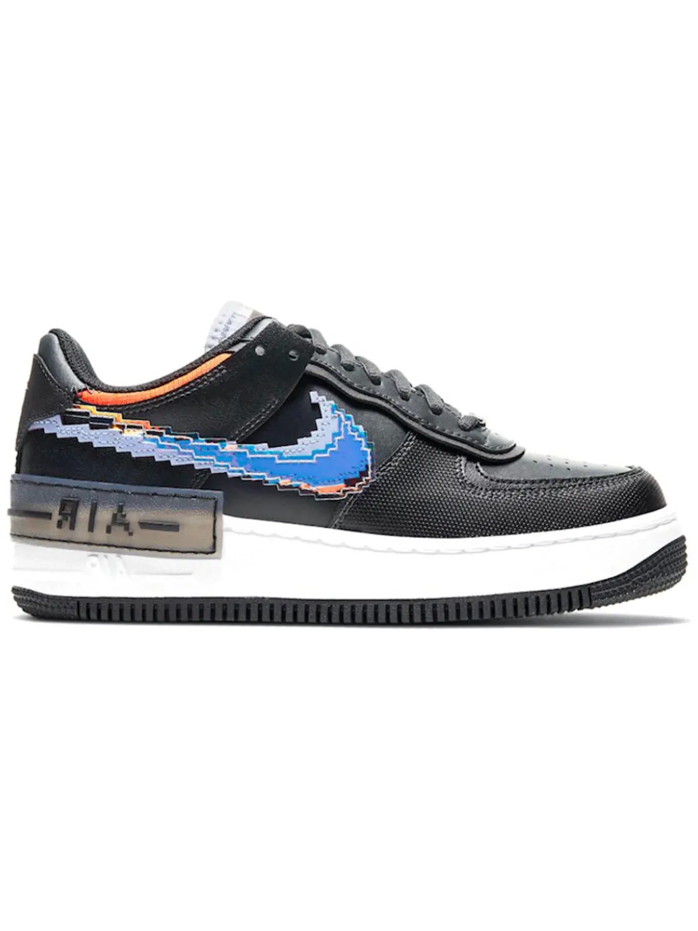 Женские кроссовки с принтом Nike Air Force 1 Low Shadow 8 Bit Black — изображение 1 из 1, черный/белый-мульти