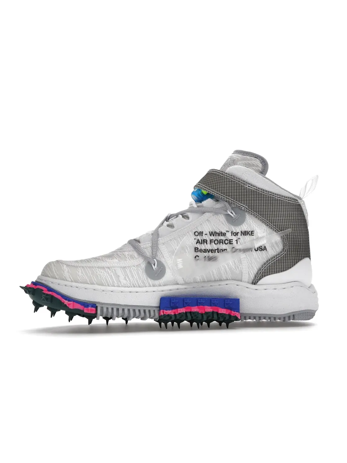 Мужские кроссовки с рипстоп-воротником Nike Air Force 1 Mid Off-White — изображение 3 из 4, белый/прозрачный белый