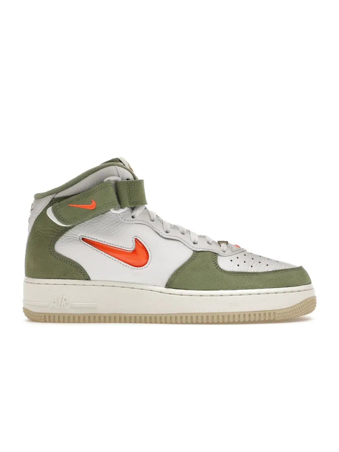 Мужские кроссовки с комбинированной шнуровкой Nike Air Force 1 Mid QS — изображение 1 из 4, белый/зеленый//оранжевый