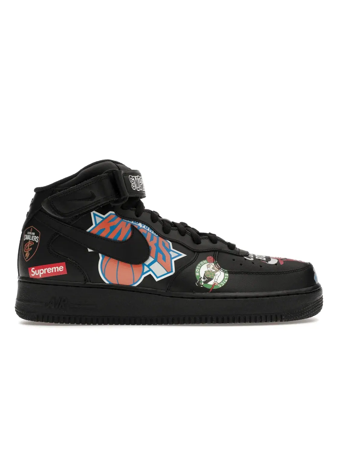 Мужские кроссовки кожаные Supreme NBA Nike Air Force 1 Mid — изображение 1 из 4, черный/черный