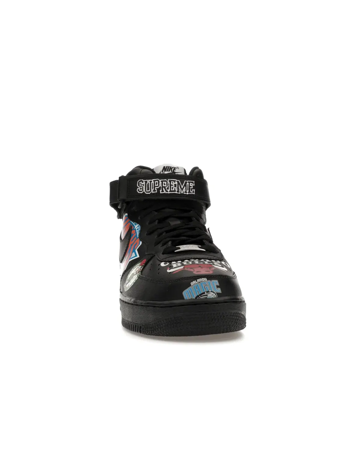 Мужские кроссовки кожаные Supreme NBA Nike Air Force 1 Mid — изображение 2 из 4, черный/черный