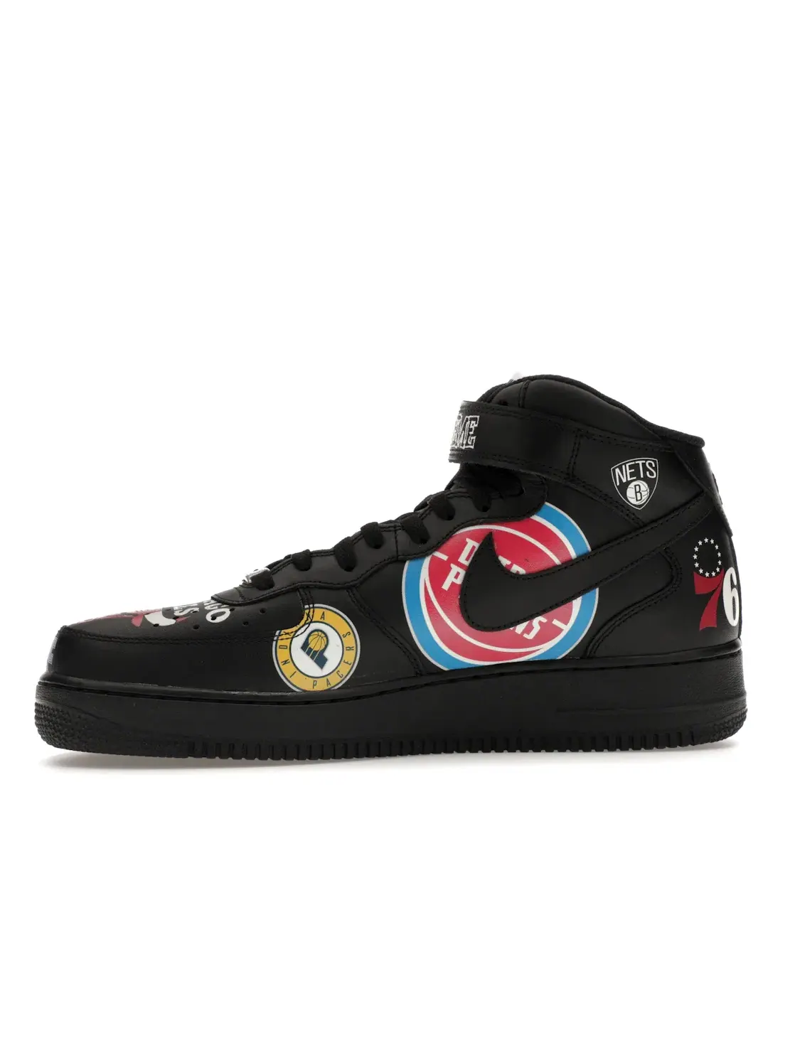 Мужские кроссовки кожаные Supreme NBA Nike Air Force 1 Mid — изображение 3 из 4, черный/черный